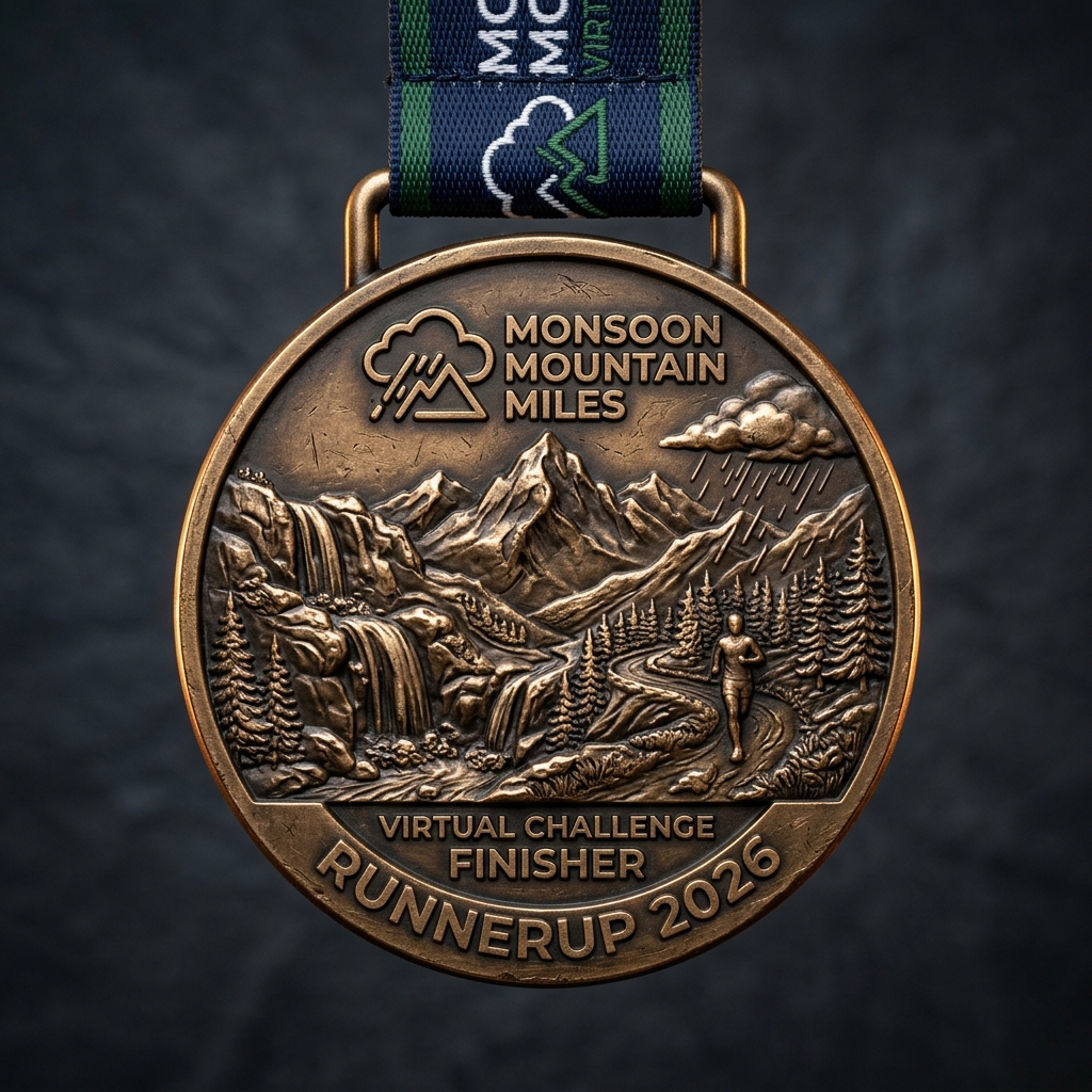 RunnerUp Official Monsoon Mountain Miles Physical Finisher Medal